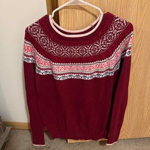 Hollister Women's Burgundy Fair Isle Sweater
